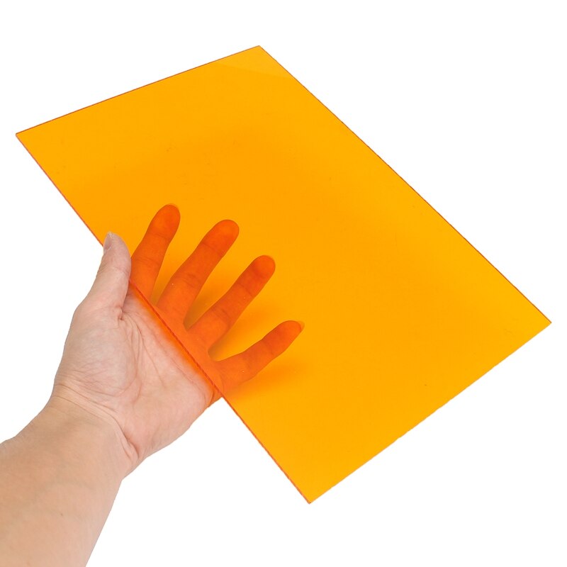 A4 farget svart rød akrylplate plexiglass tallerken diy leketøy tilbehør teknologi modell deler skulptur cnc materiale 210 x 297mm: Klar oransje