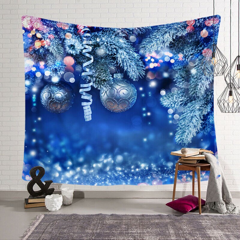 Digital Print Christmas Landscape Theme Picture Tapestry Background Wall Decoration Blanket Multi-Function Home Hotel Travel