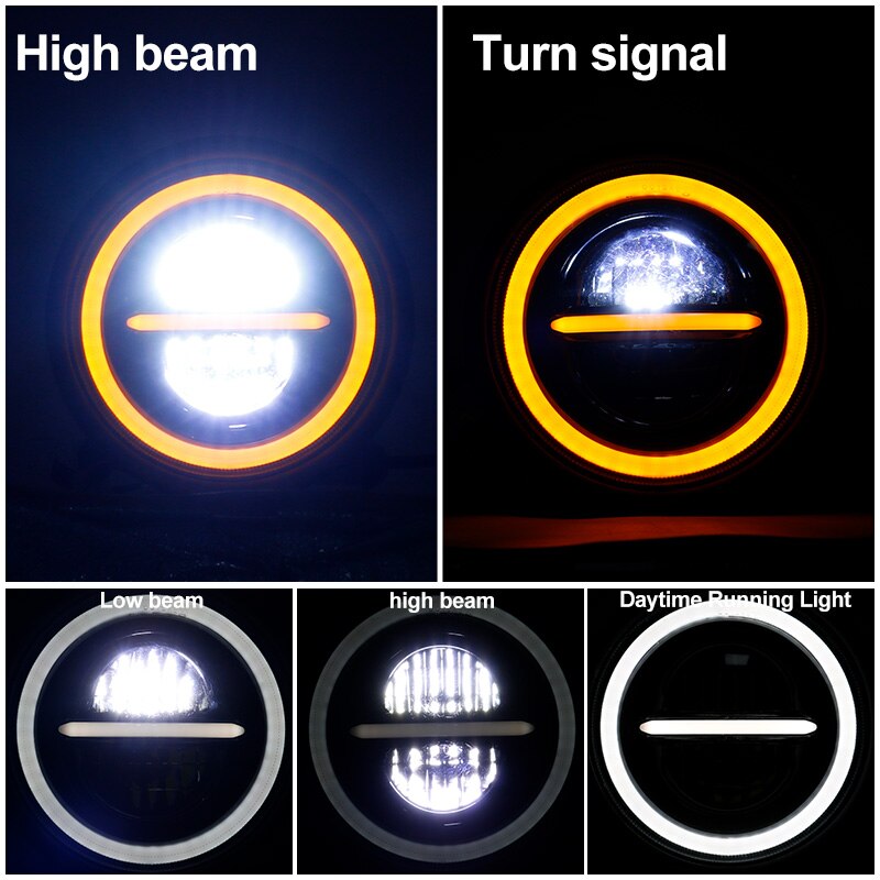 Phare Led universel de 7 pouces pour motos, pour Harley Sportster Cafe Racer Bobber Honda CB400, 7.5 pouces