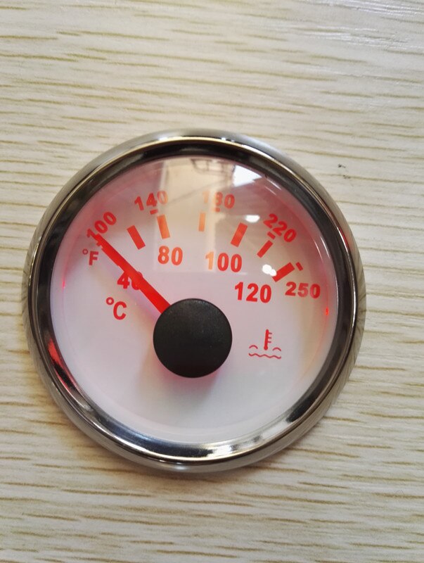 52mm bil båt modifierat instrument diesel bensin motor mätare rpm/vattentemp/bränsle/rodder vinkel/larm: Vattentemp