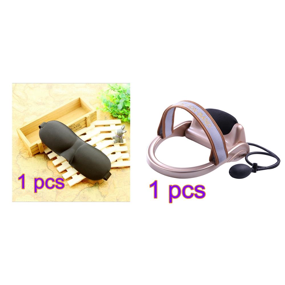 Inflatable Air Cervical Neck Traction Device Neck Support Muscle Tension RelievesVertebra Correction Tractor Relaxing Massager: 1 Set and Eye Mask