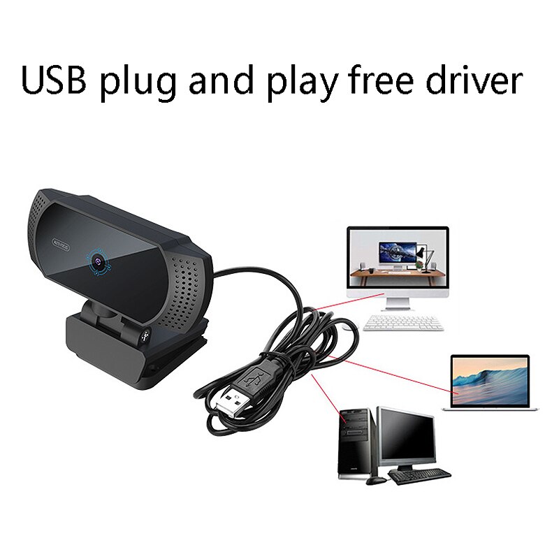 R70 Computer Camera, 1080P HD Home Office with Microphone for Live Teaching USB Webcam Auto Focus Driver-Free Camera