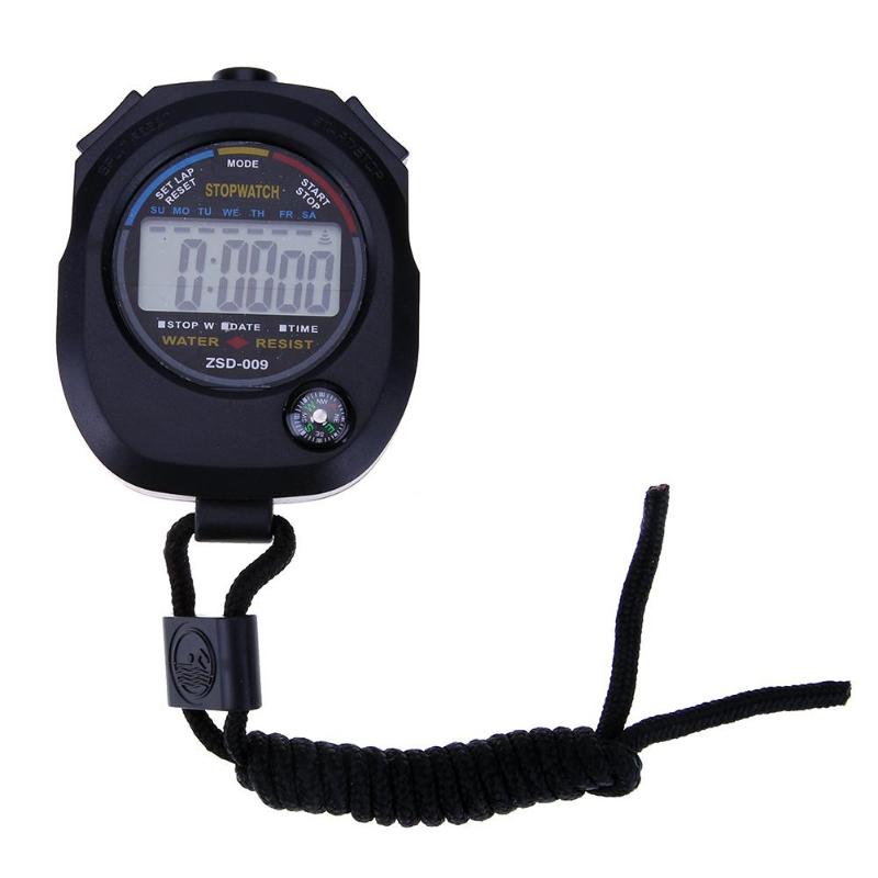 Sports Stopwatch Handheld Waterproof LCD Digital Stopwatch Timer Chronograph Counter Sport Alarm: Default Title