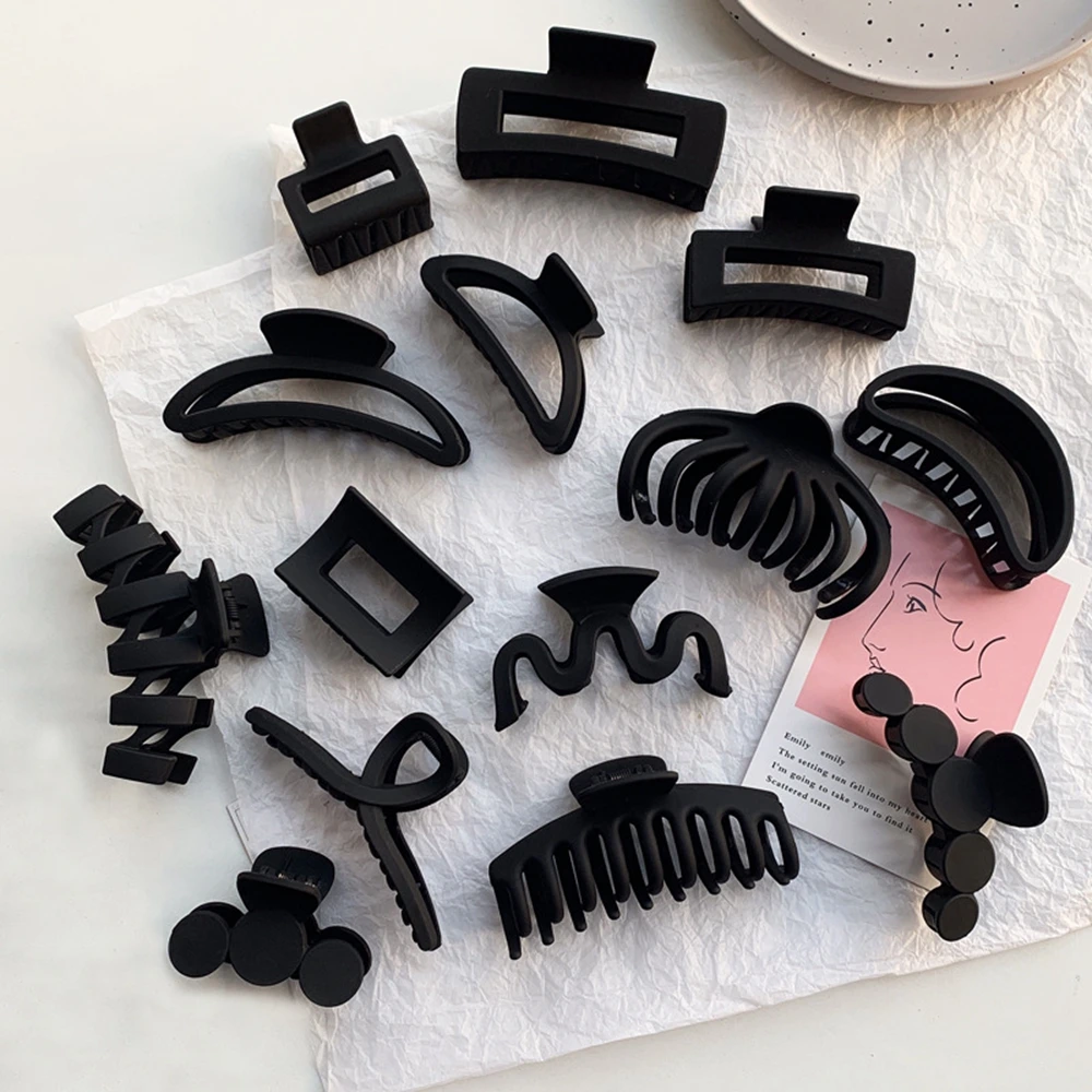 1 pieza de pinzas para el cabello grandes negras, pinzas para el cabello acrílicas elegantes, pasador, pinzas en forma de garra de cangrejo, accesorios para el cabello para mujeres y niñas