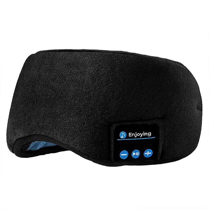 Bluetooth dormir fones de ouvido 3d máscara de olho sem fio viagem aérea bluetooth 5.0 bandana macio elástico confortável música: Preto