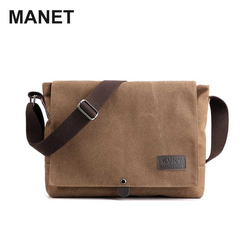 Manet Canvas Mannen Aktetas Medium Crossbody Schouder Messenger Bags Man Zakelijke Tas Casual Solid Multi Functie Draagbare Tassen: Bruin