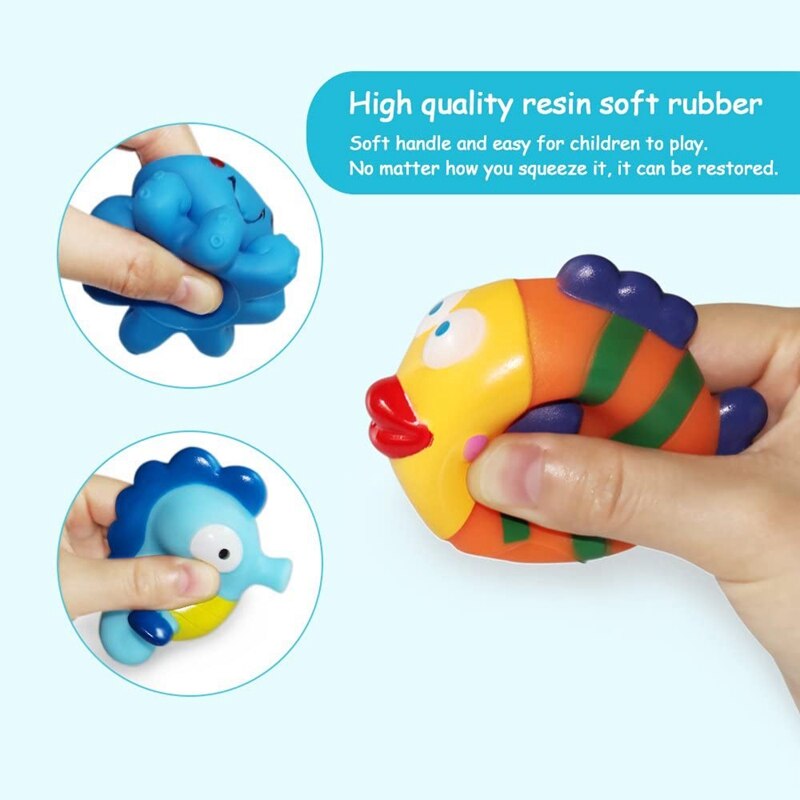 6Pc Bath Toys Floating Bath Toys Sea Creature Soft Bath Time Toys Preschool Animal Bathtub Toys for Toddlers