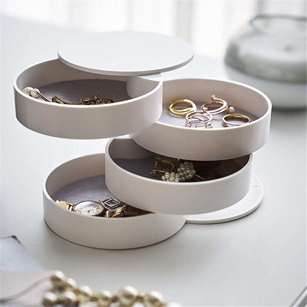 Mode-sieraden Opbergdoos Mode 4-Layer Draaibaar Sieraden Accessoire Opslag Met Libirthday Voor Vrouwen