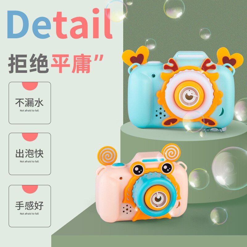 Kat Dinosaurus Bubble Machine Kinderen Volautomatische Camera Piggy Bubble Machine Muziek Lichten Cartoon Bubble Speelgoed: 10 Bag 10ml Bubble Water