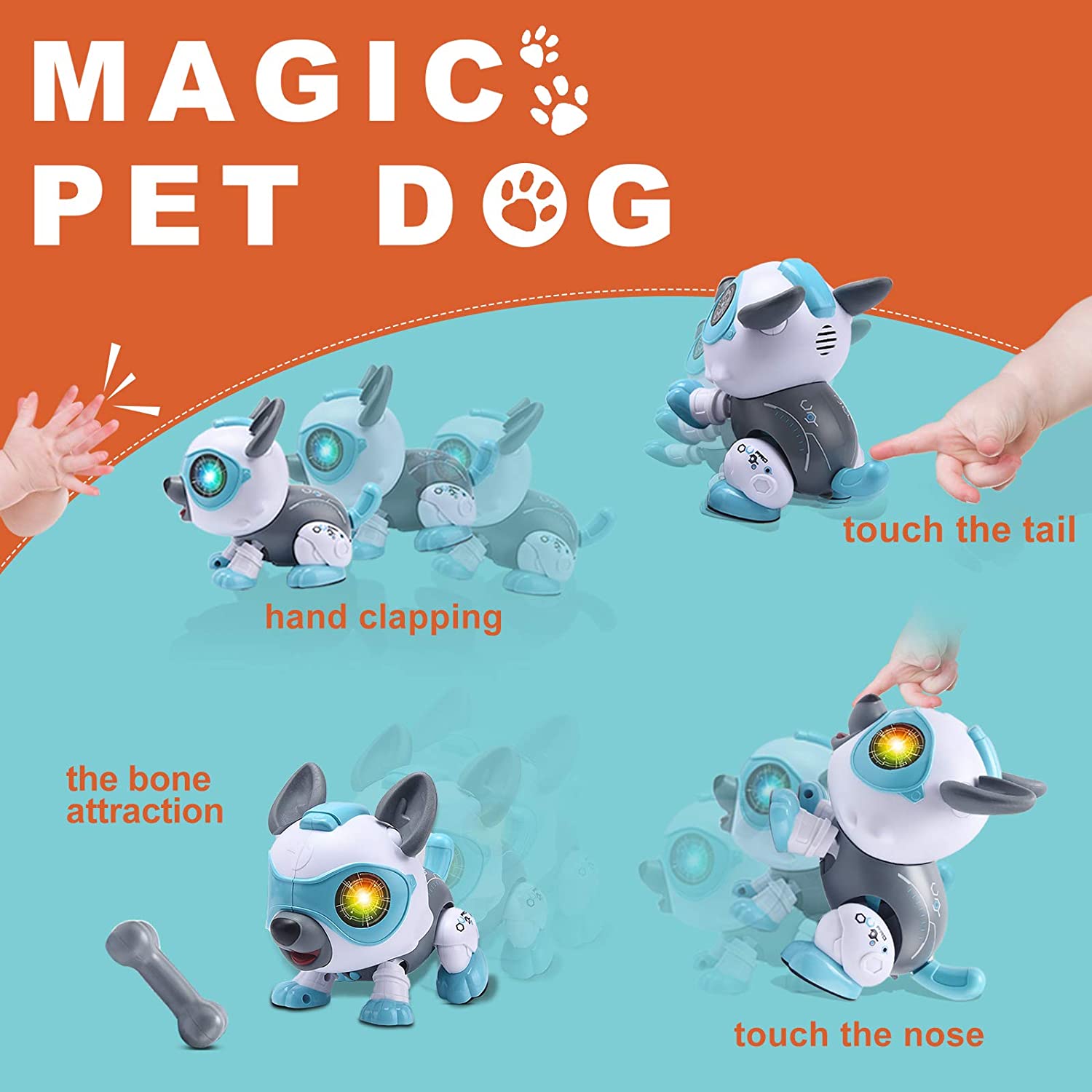 Animales de juguete de Perro Robot para niños, cachorro interactivo inteligente, educativo, para niños de 3 a 8 años