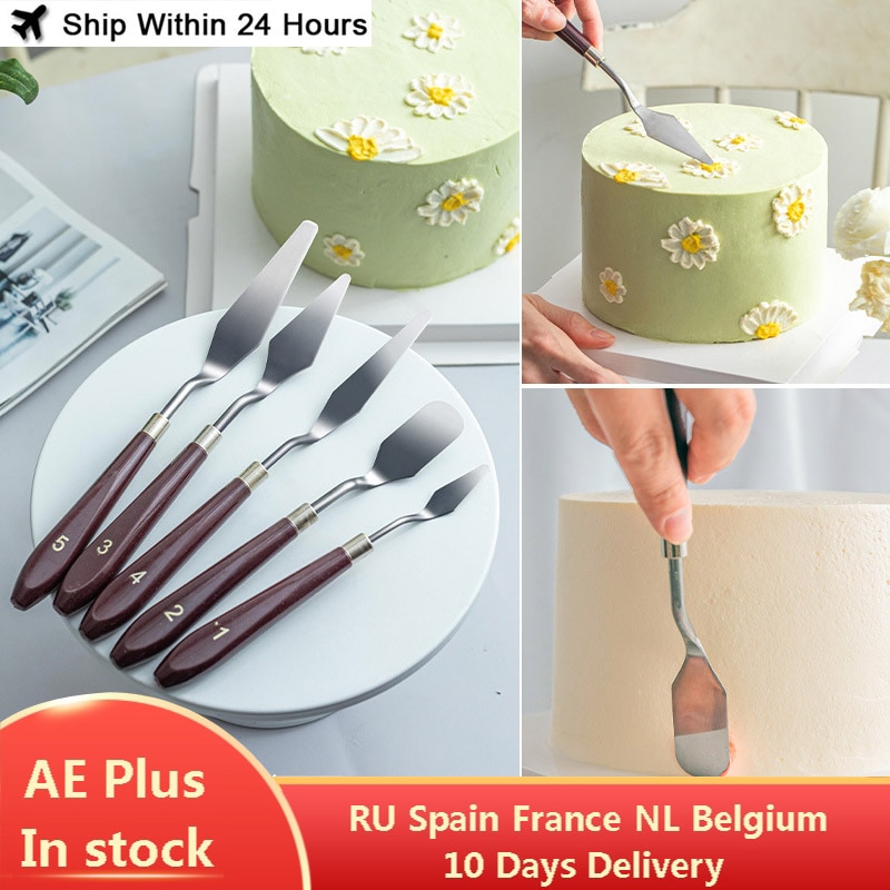 5Pcs Pastry Spatel Bakken Levert Rvs Spatel Paletmes Smoothing Mes Schraper Cake Decorating Gereedschap