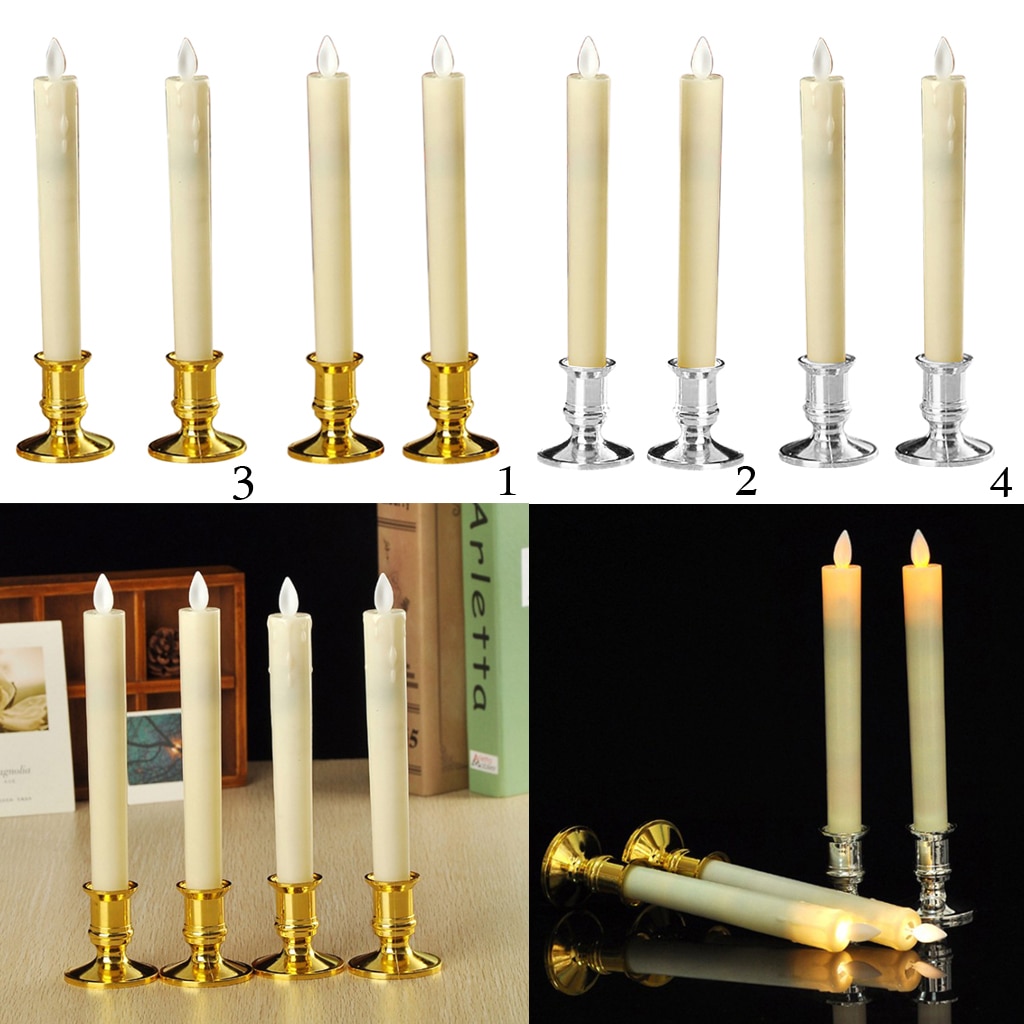 2 stk realistisk led svingende flamme dansende voks dryp lys med holder jule bryllup dekoration