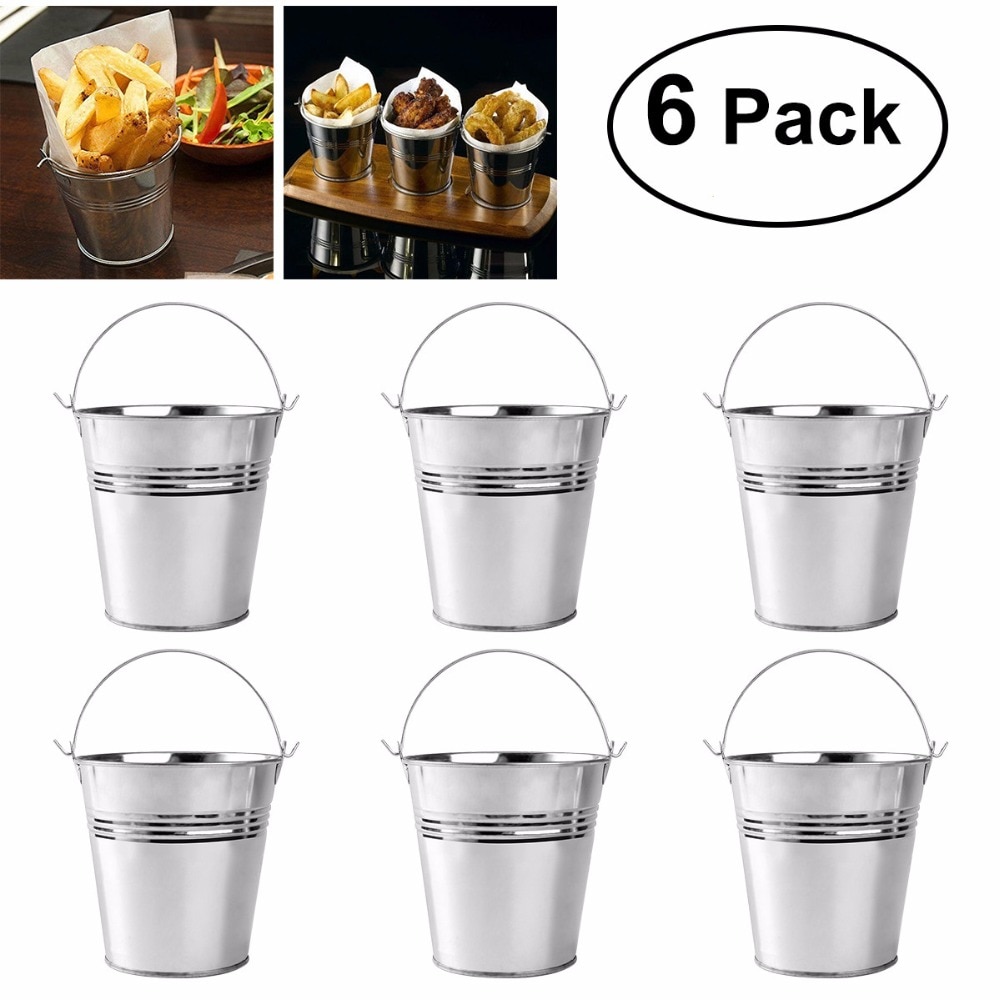6 stk 10.5 x 7.2 x 10.5cm mini blik metal spand glasur pommes frites dåsespande