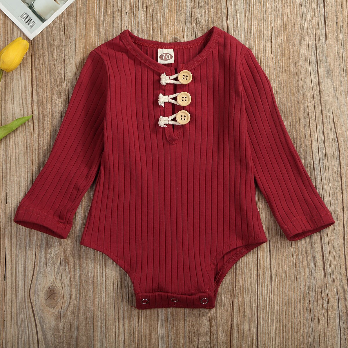 Baby Girl Boy Unisex Newborn Long Sleeve Solid Romper Jumpsuit Bodysuit One-pieces Clothes Soft Cotton Suit Winter: Red / 6M