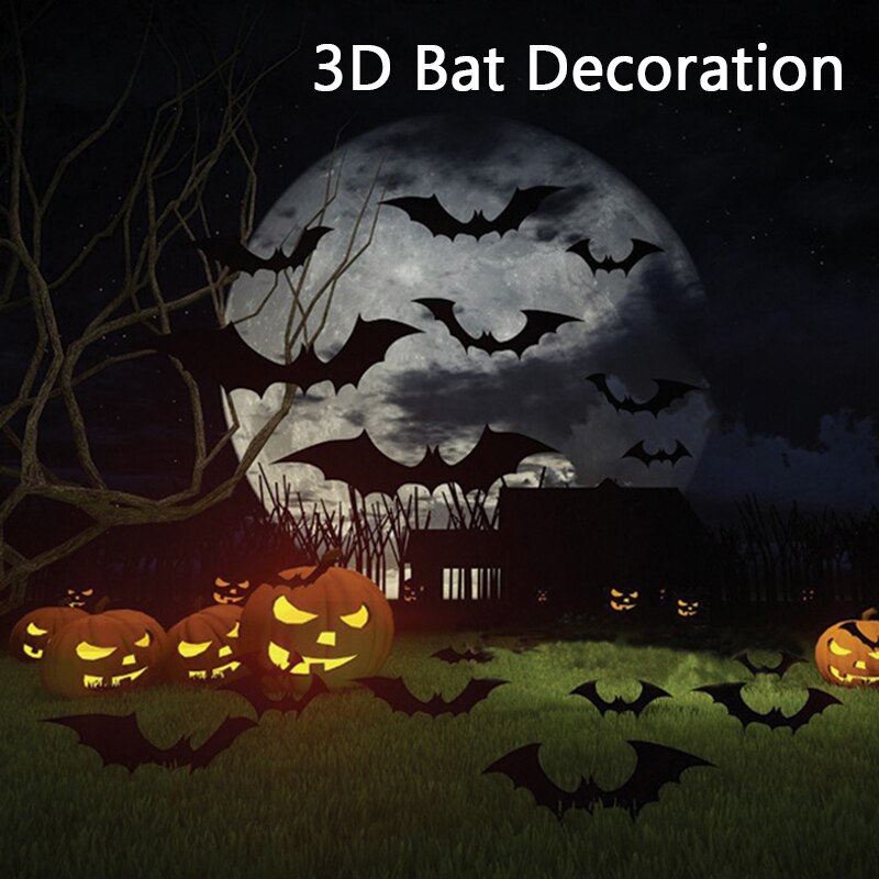12pcs/set 3D Halloween Decoration Bat Decoration Wall Sticker DIY Room Wall Decals Home Party Decor for Halloween Wall Stickers