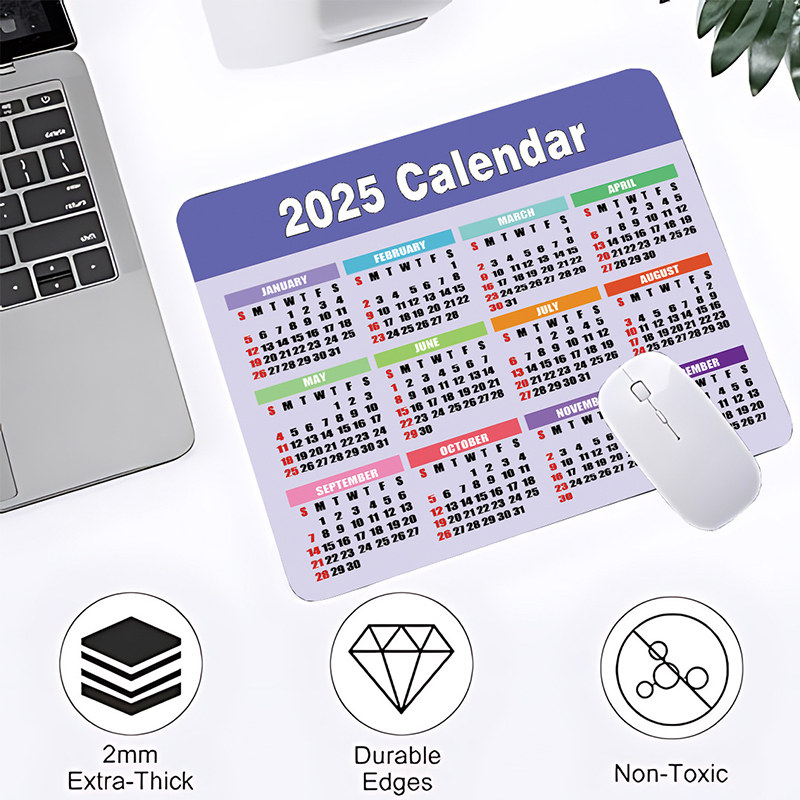 Portable Calendar Mouse Pad Non-Slip Rubber Computers Laptop Mouse Pads Small Office Mousepad Durable Year: Orange