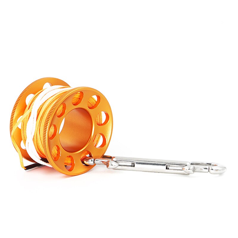Dykking spole fingersnelle aluminium med flat line snap bolt 15m 30m for undervanns grottedykk eller fiske: 15m oransje eller