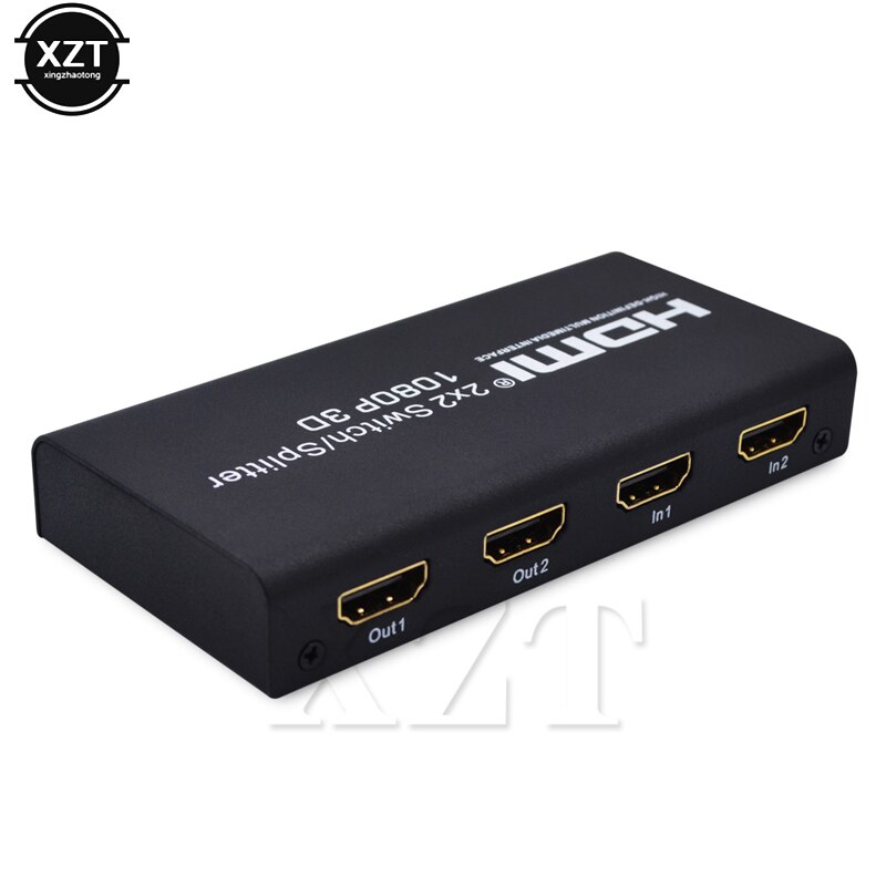 1PCS 2X2 Switch Splitter HDMI V1.4 Support Full HD 1080P 3D 2 10M input Distance 2 Output HDMI Switcher Converter Universal