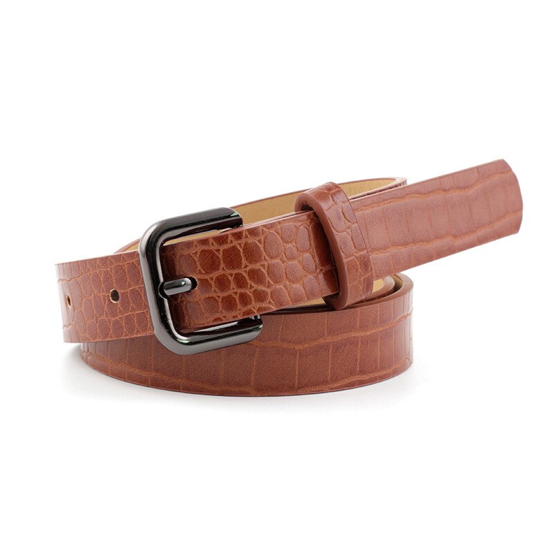 Eidechse haut Schlangen muster PU Leder gürtel frauen Stein textur pin schnalle Gürtel bund für jeans kleid p84: A