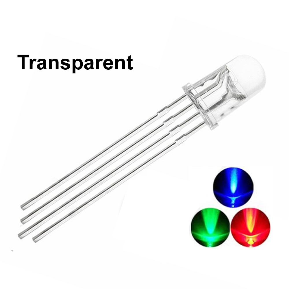 5mm full-color LED RGB red, green and blue Four feet transparent / Fog highlight color Controllable seven lights Common anode