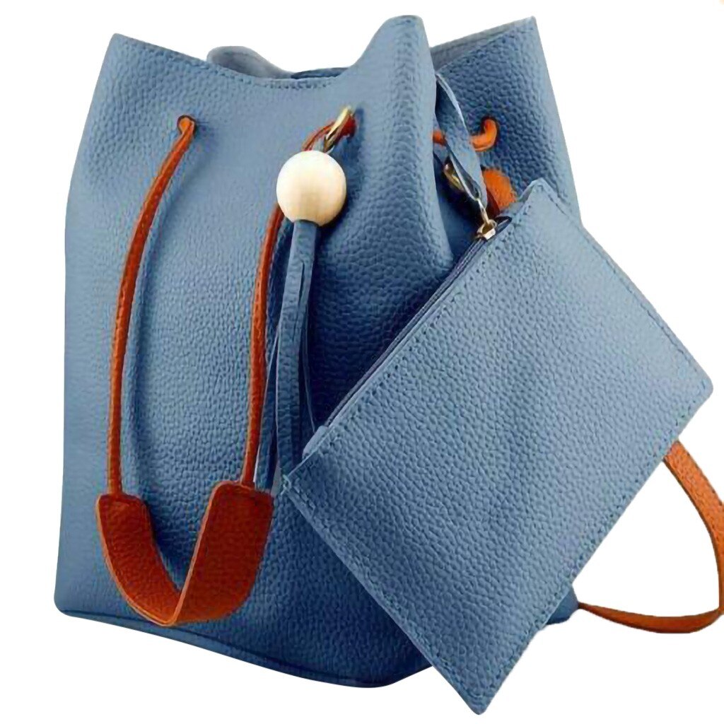 modernos Bolso tipo cubeta para mujer bolso bandolera con borlas de gran capacidad bolso de hombro Retro Simple bolso: Azul