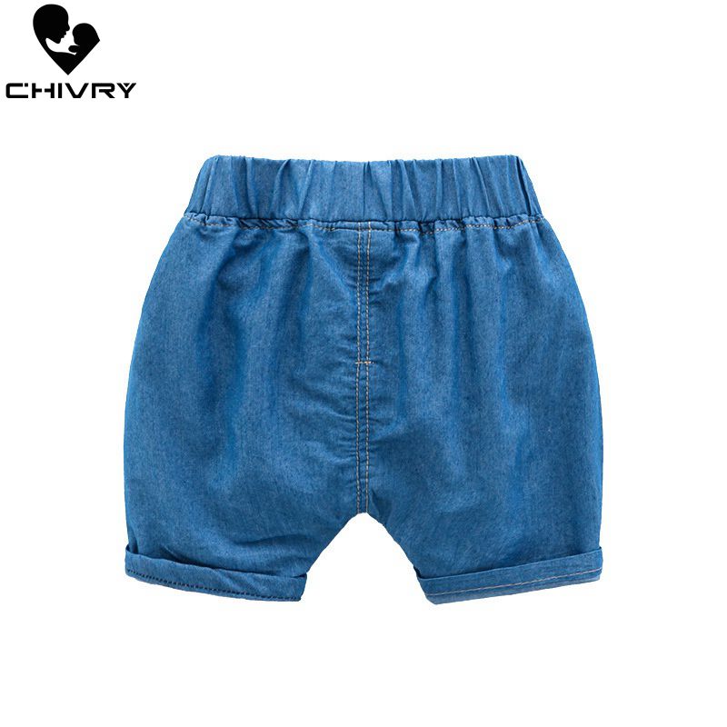 Pantalones cortos de playa para niños, Shorts de de verano para niños, pantalones vaqueros elásticos con estampado de estrella, pantalones cortos de talle medio,