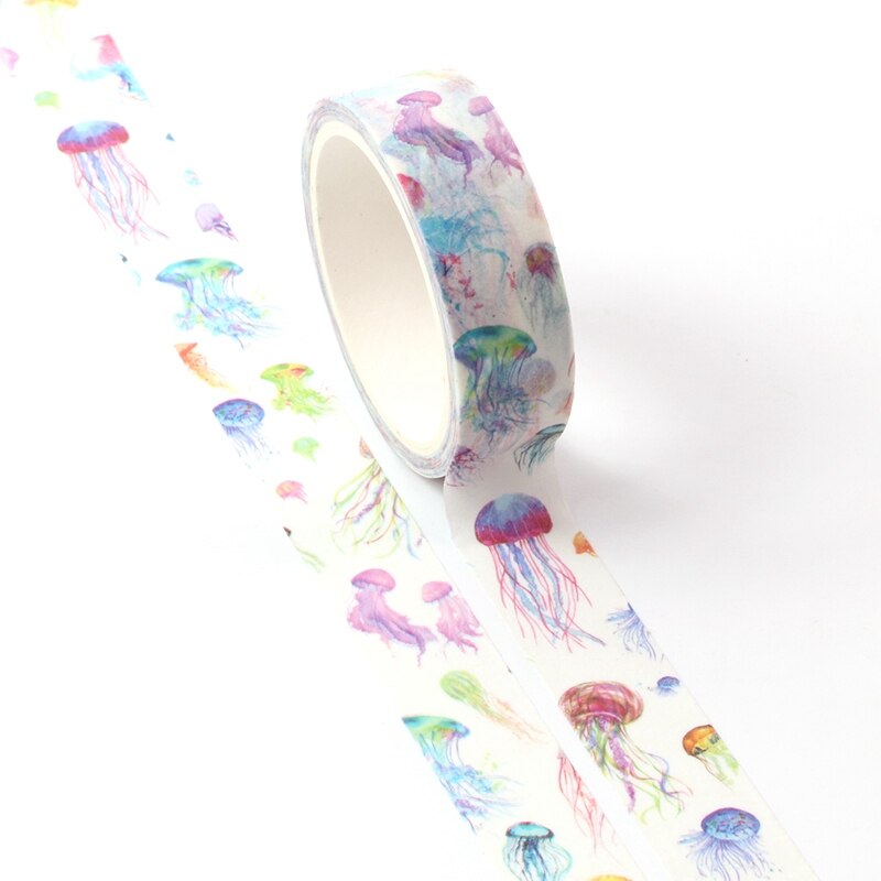 Kleurrijke Mooie Kwallen Washi Tape Planner Scrapbooking Leuke Cinta Adhesiva Decorativa Masking Tape Japanse Briefpapier