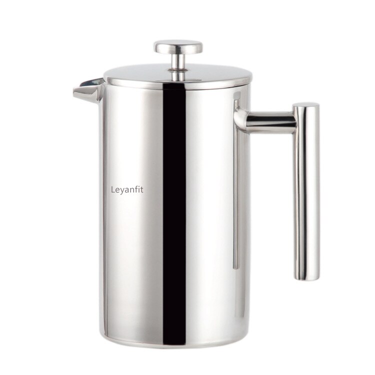 1.5L Franse Pers Koffiezetapparaat Rvs Koffie Percolator Pot Dubbele Muur Enorme Capaciteit Handleiding Koffiekan Koffie Container: 800ml