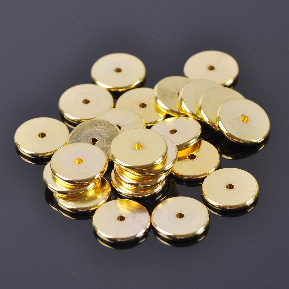 Solide Durcheinander Metall Gold Flache Runde bilden 4mm 6mm 8mm 10mm 12mm 14mm verlieren Abstandshalter Perlen viel für Schmuck, sterben DIY Erkenntnisse