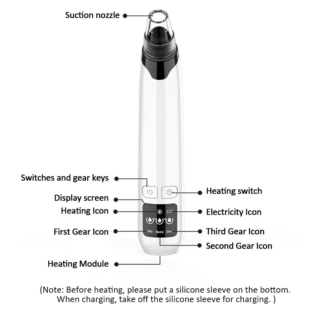 Facial Blackhead Remover Vacuum Face Pore Cleaner Suction Acne Pimple Removal Tool with Mini Nano Facial Steamer Acne Needle