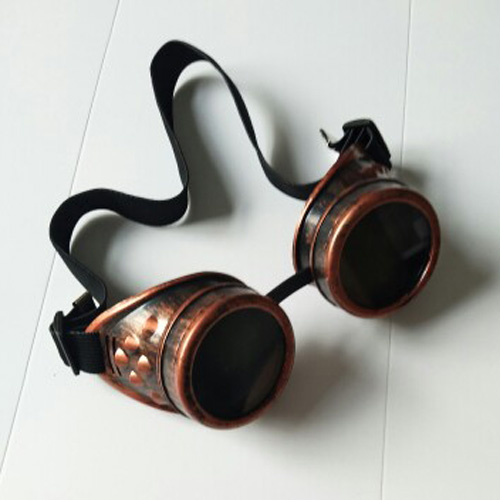 Hh Steampunk Goggles Victorian Glasses Biker Cosplay Cyber Welding Rave-US: Red Copper