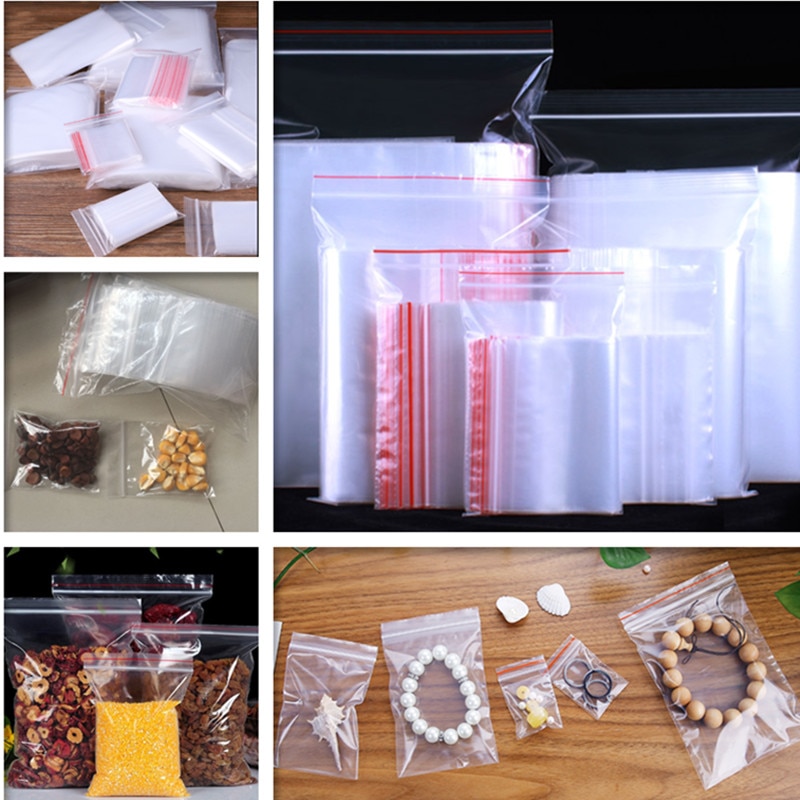 50 pcs Ziplock Zip Zipped Lock Reclosable Plastic Poly Clear Bags