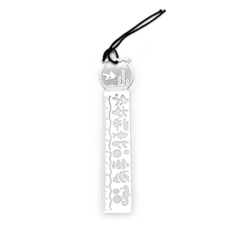 1pc Cartoon bird fish metal bookmark with ruler: 4