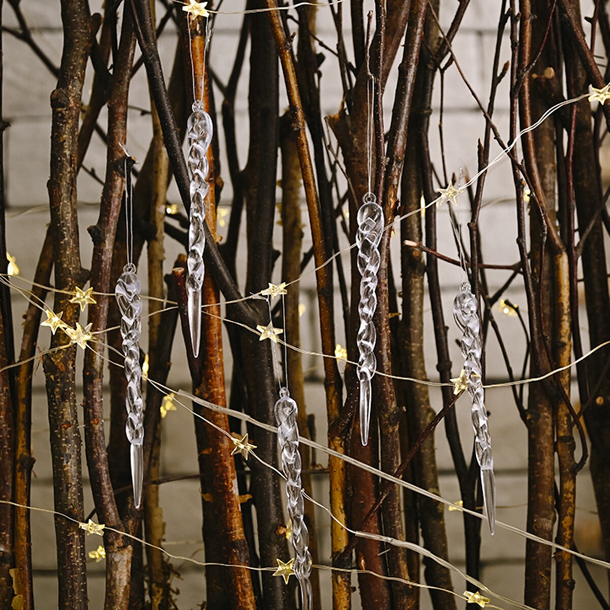 Christmas Tree Icicle Decoration Crystal Clear Icicles Hanging Ornaments for Decor