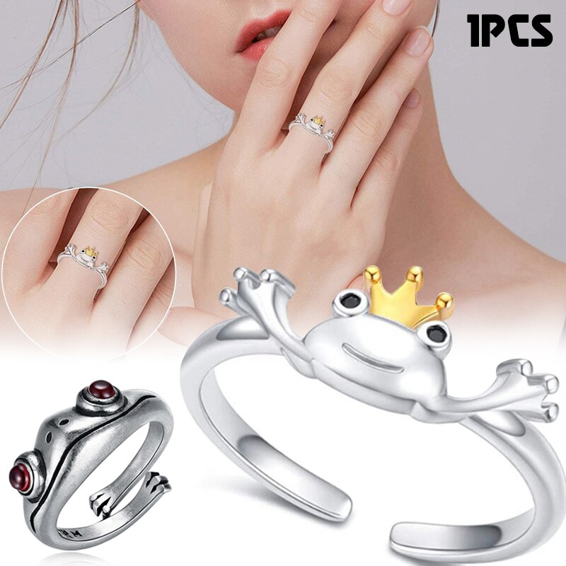 Frosch Ring retro Persönlichkeit Ebene unisex verrotten Granat Frosch Offene Einstellbare Ringe Edlen Schmuck TT @ 88