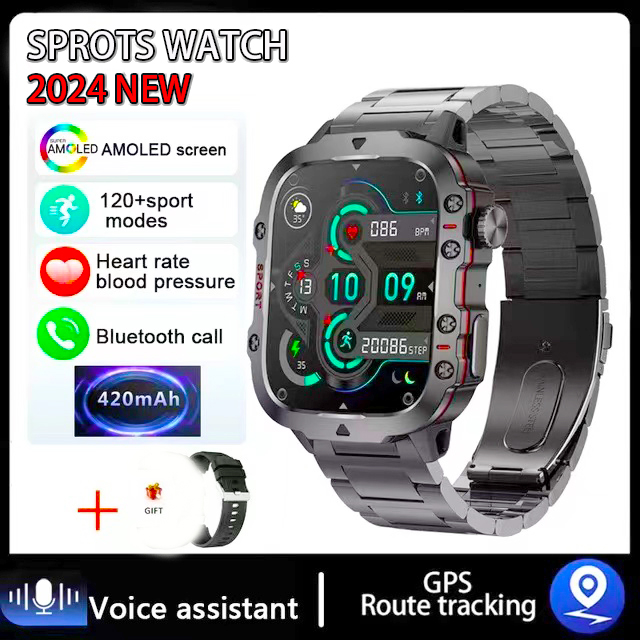 Montre intelligente de sport étanche pour homme, appel Bluetooth, voix AI, Android, Xiaomi, IOS, extérieur, écran 2024 ", 3AT, 2.01: Bleu