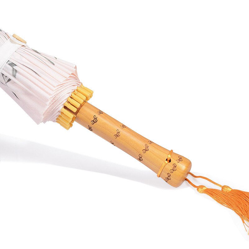 Långt handtag trä kvinnor kinesisk stil paraply paraply körsbärsblommor antika dans paraply dekorativt paraply