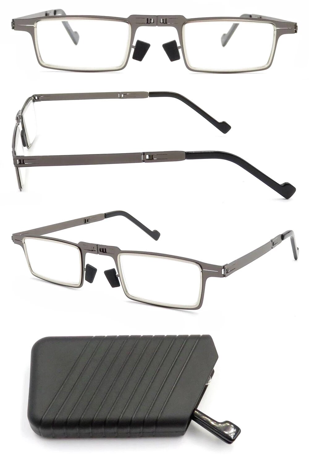 May Flower Blue Anti-Light Men's Reading Glasses Metal Foldable Presbyopia Men's Eyeglasses Frame Cooling Glasses Men With Case