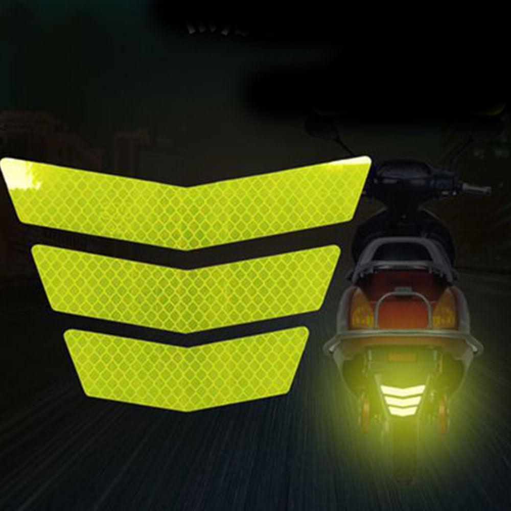Motorrad-Aufkleber, reflektierende Warnung, trapezförmiger Pfeil, hinterer Schwanz, KotflüGel, Rennen, Stoßstangenaufkleber, Klebeband für Auto, LKW, Fahrrad: Fluoreszierende Grün