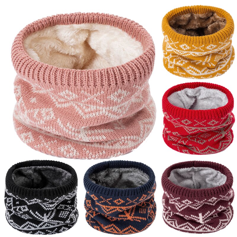 Winter warme sjaal voor vrouwen gebreide halsdoeken ringen pluche kinderen mannen kraag ring vrouwelijke foulard halsdoek