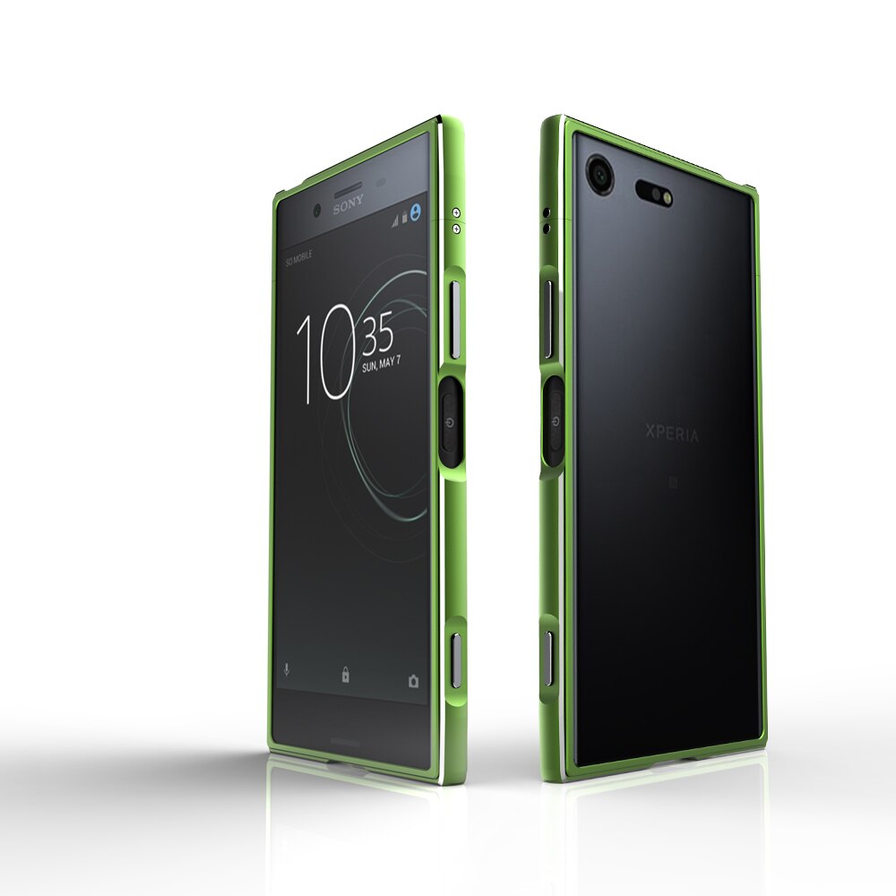 Étui en métal de luxe CELFONE pour Sony Xperia XZ pare-chocs Premium E5563 cadre en aluminium d'origine en métal pour Sony XZ Premium XZP 5.5 étui: Green with silver