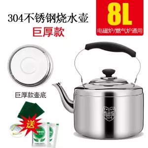 Roestvrijstalen ketel met grote capaciteit, fluitend, gas, gasinductiekookplaat, theepot, waterkoker, metalen theeketel, kampeerkeuken: 8l verdikking