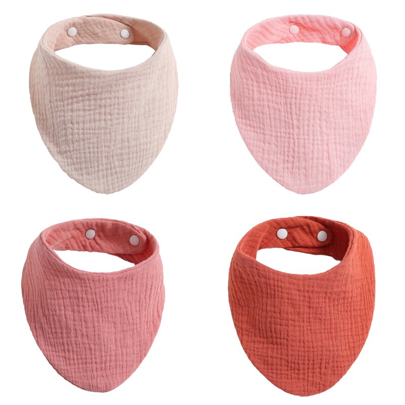 4Pcs/ Lot Cotton Baby Bibs Adjustable Triangle Newborns Saliva Towel Toddler Baby Boys Bib Burp Cloth Scarf Baby Shower: WKD40005