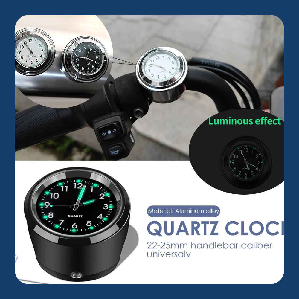 Świecący zegarek motocyklowy na kierownicę, wodoodporny zegarek kwarcowy, lekki, modny zegarek motocyklowy, wyposażenie robić skutera, motoru, ATV.