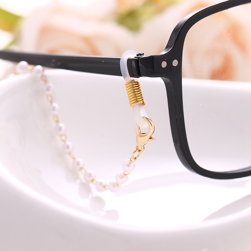 VKME – chaîne de lunettes de soleil en métal pour femmes, perles de lecture, Vintage, décontracté