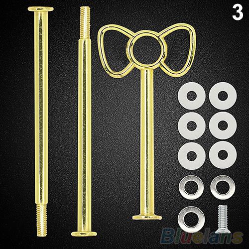 Multi-Stijl 2 Of 3 Tier Plaat Handvat Fitting Hardware Staaf Tool Taart Plaat Stand Verjaardagsfeestje Baby Shower bruiloft Kirsite: Golden Flower
