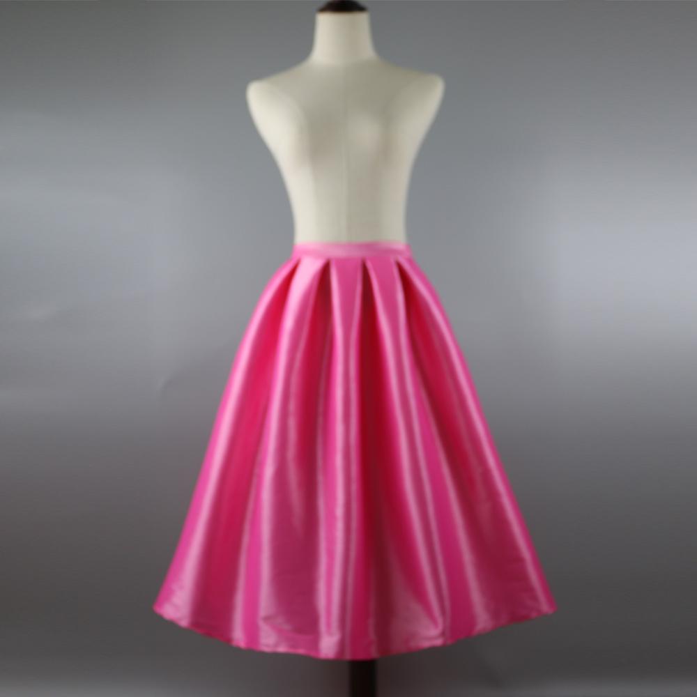 Retro plisado Midi falda de cintura alta Saia Puff Atacado oupas Femininas faldas de verano Mujer Vestidos: Default Title