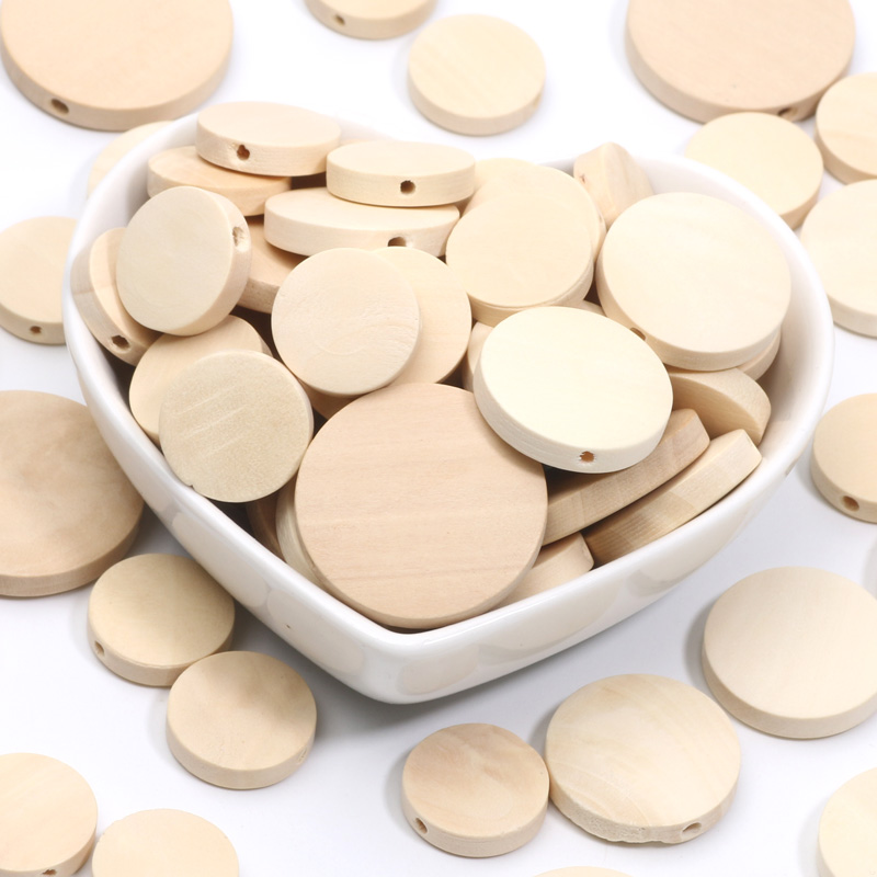 Perles Plates et Rondes en Bois Naturelles pour Bijoux, Accessoires de Bricolage, Fait à la Main, 15/20/25mm, 10/20/30 Pièces