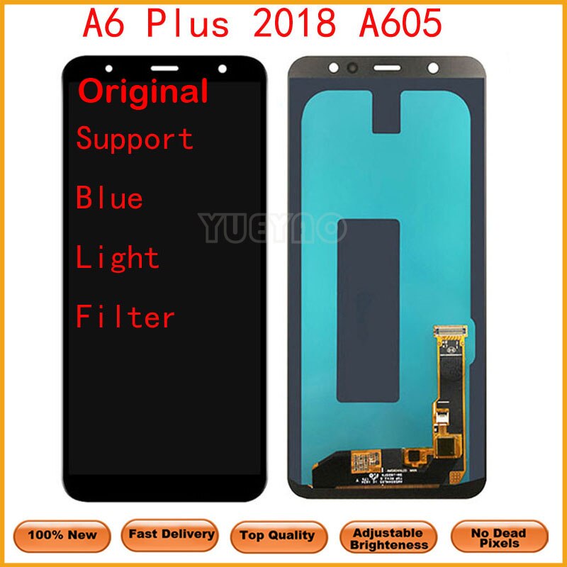 Super AMOLED LCD Für Samsung Galaxis A6 Plus A605 A605F A605FN Bildschirm LCD Anzeige berühren Bildschirm Replacment Teile: original NoGift