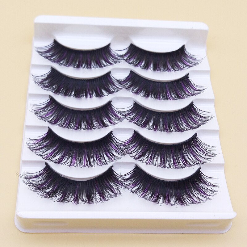 YOKPN Handgemaakte Paars Zwart Valse Wimpers Stage Show Make Wimpers Dikke Overdreven Wimpers Soft Curl Lange Wimpers